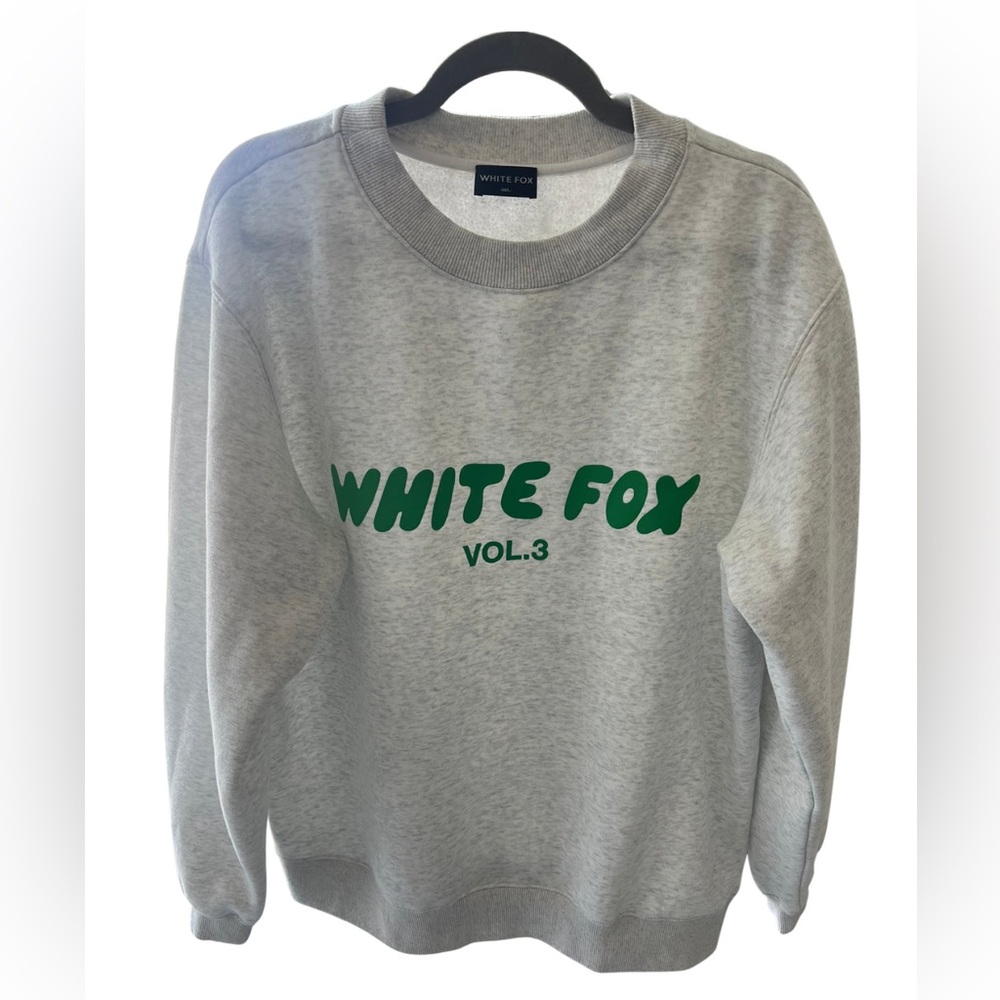 White Fox Boutique Heather Gray and Green Oversized Sweater Size M/L